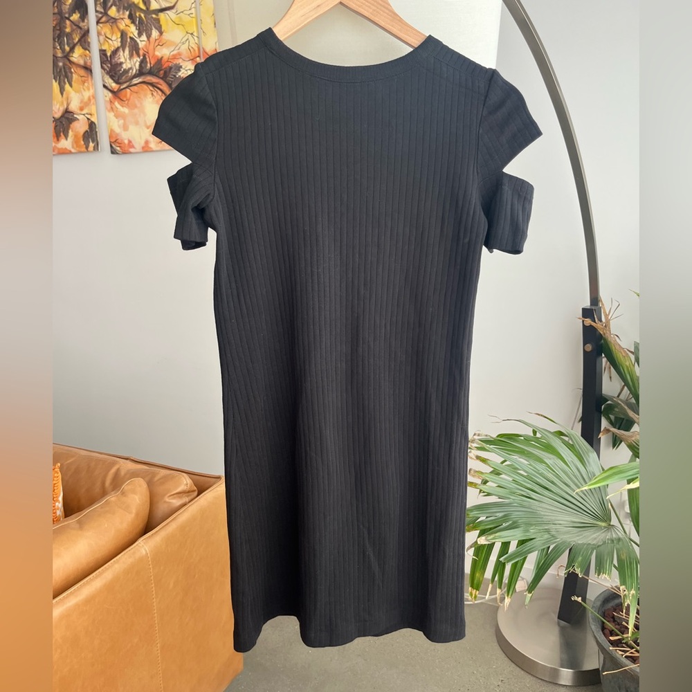 Helmut Lang Black Ribbed Cotton Mini Dress - Picture 3 of 4